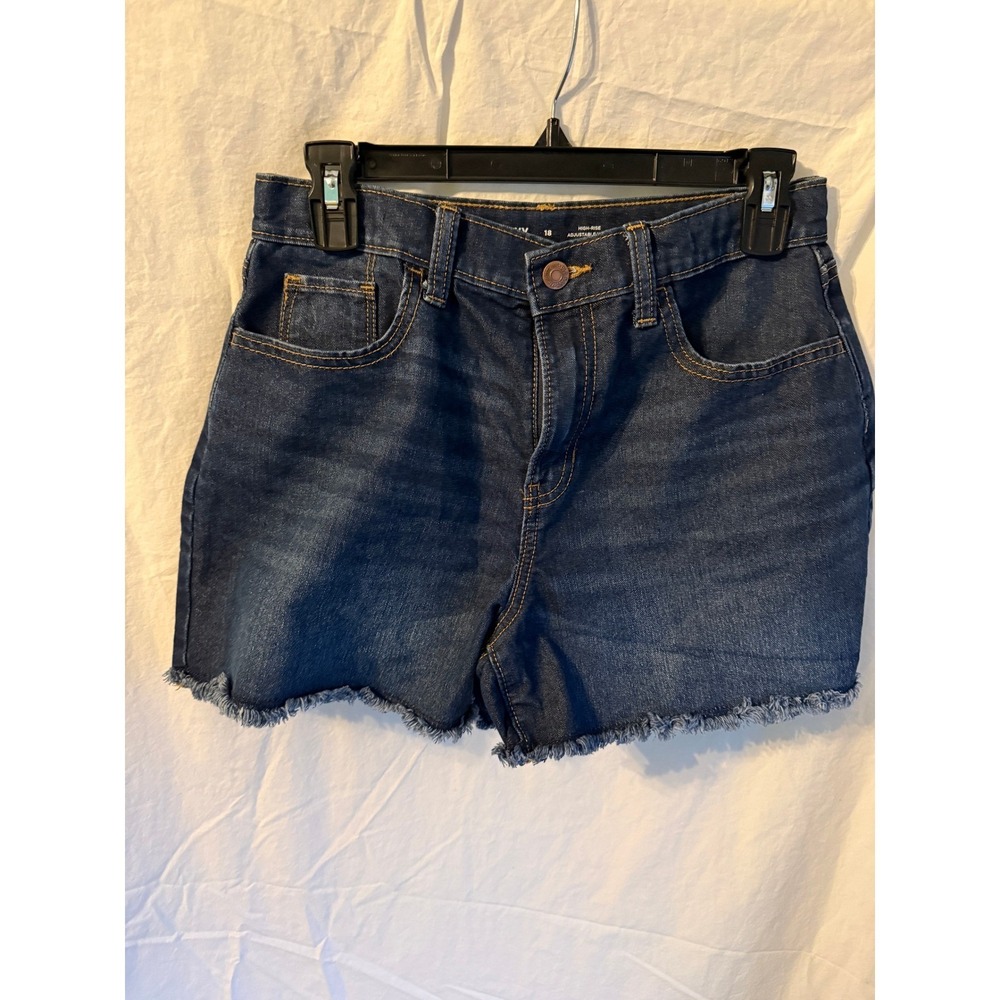 Old Navy Girls High Rise Adjustable Waist Denim Shorts Dark Wash Blue Size 18